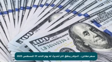 سعر مفاجئ.. الدولار يحقق آخر تحديث له يوم الأحد 31 أغسطس 2025